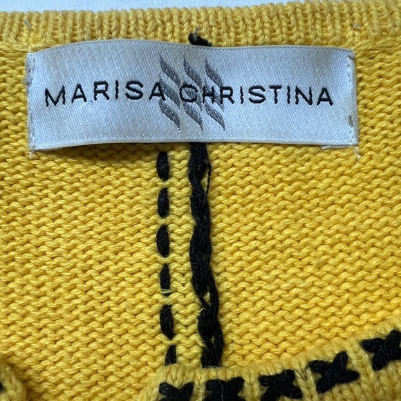 Marisa Christina Sweater Buton Up Cardigan Bright Yellow Dogs Cotton Size L - Picture 6 of 6